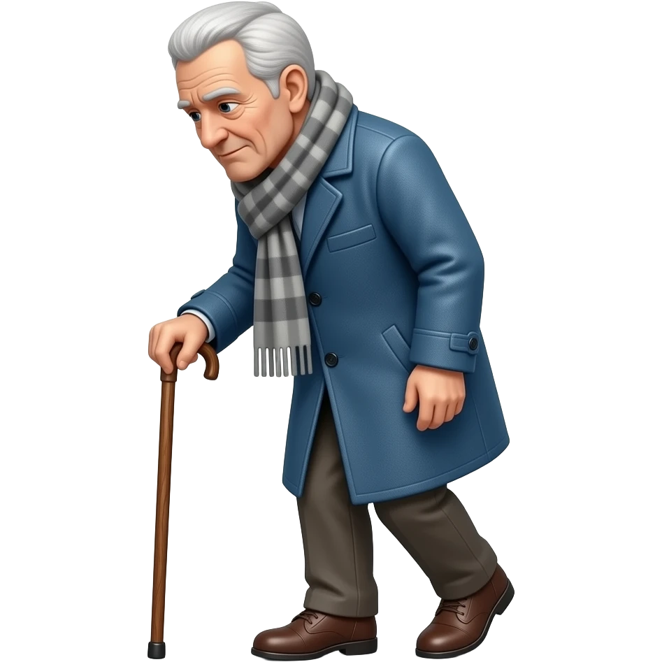 elderly man walking with cane emoji