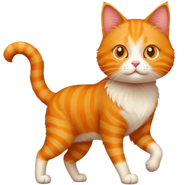 Ginger cat walks on four legs emoji