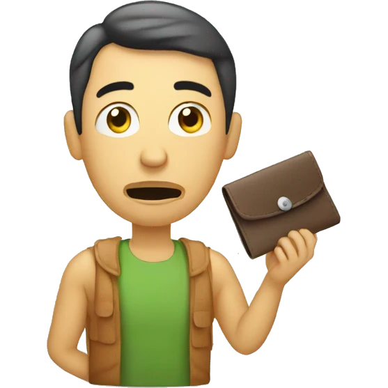 confused customer holding empty wallet emoji