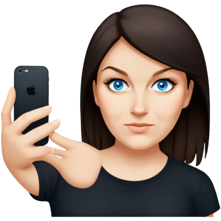 female, wearing black tshirt,  black hair emoji