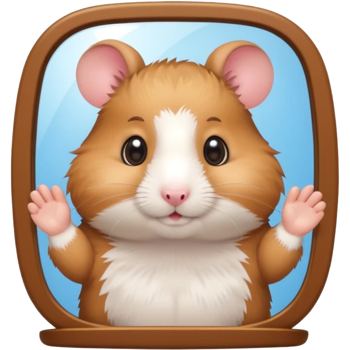 cartoon-style hamster taking mirror photo with latest iphone emoji