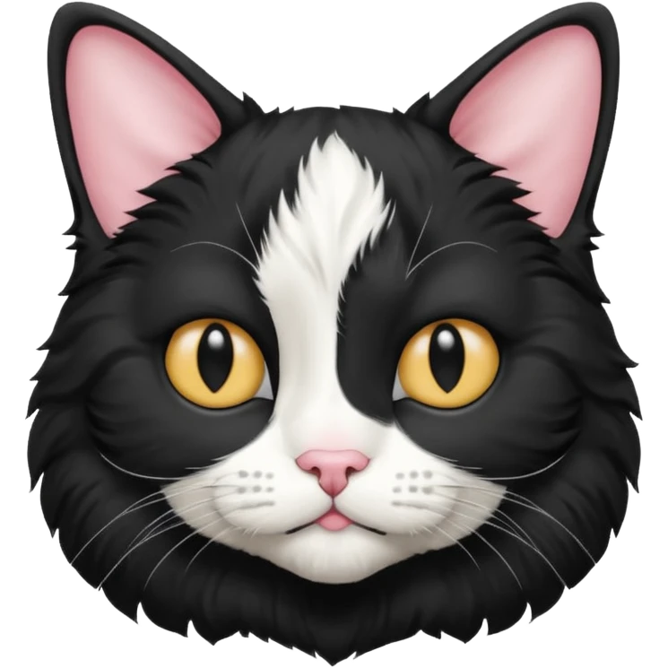 Dopey-looking tuxedo cat emoji