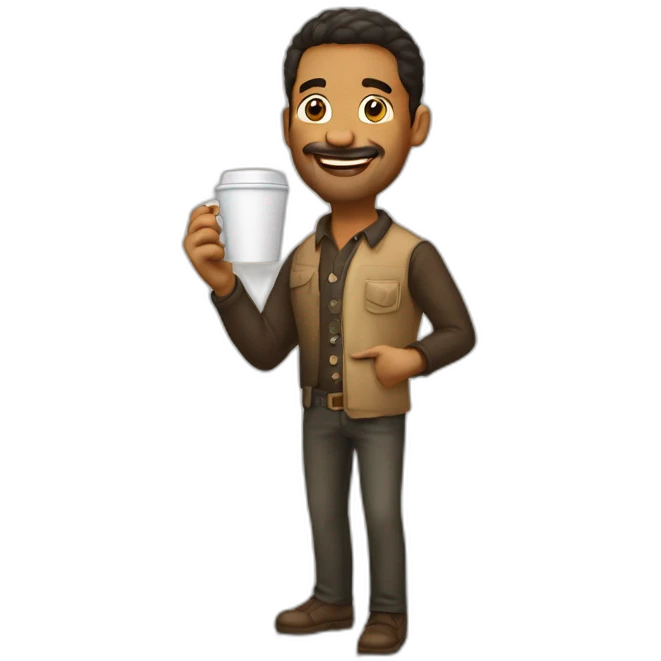 a-painter-with-wallpaper-in-his-right-hand-and-a-coffee-in-his-left-hand emoji