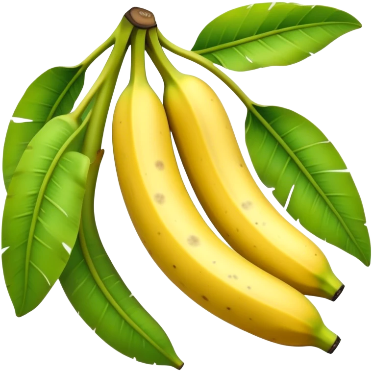 Cinematic Realistic Banana Emoji, Bright and cheerful, with a smooth, yellow peel slightly speckled with spots, revealing a soft, sweet interior. The banana is curved elegantly, standing out against the soft green leaves. Soft glowing outline, capturing the essence of tropical sweetness and energy in a ripe banana. emoji