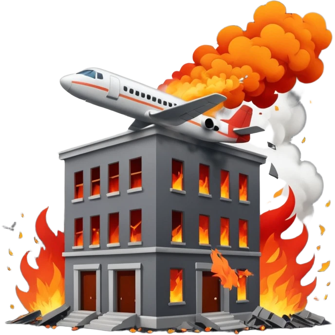 A plane crasing into building emoji