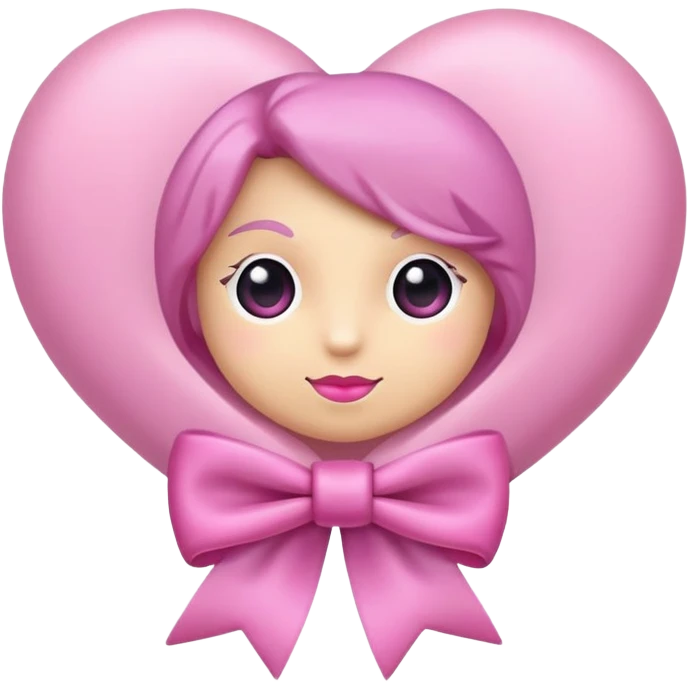 Fiocco lilla con sopra un cuoricino rosa emoji