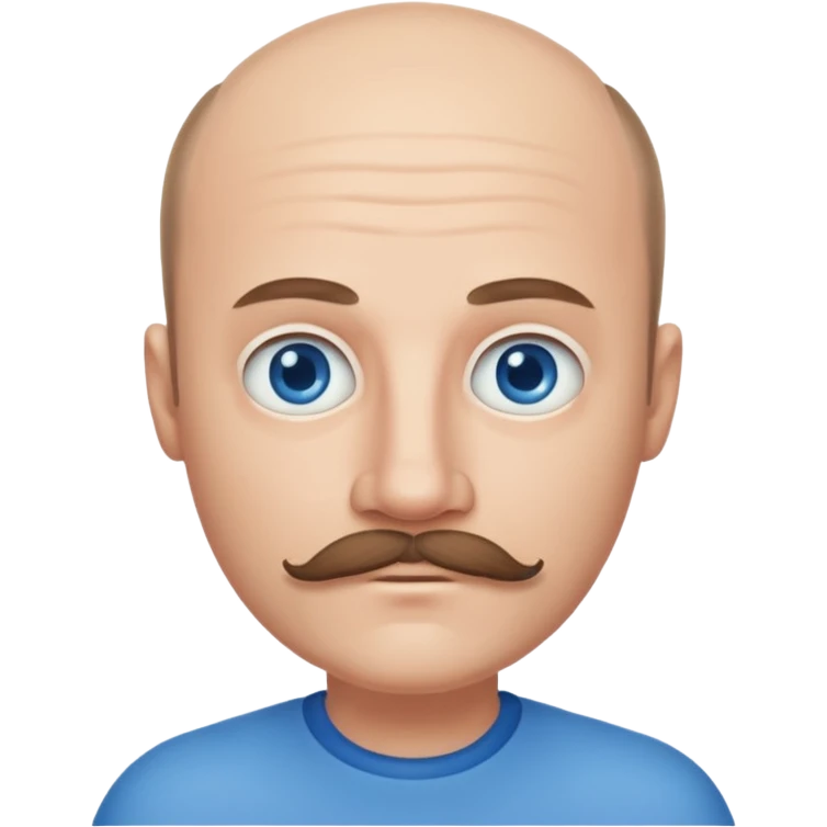 White man mustache balding emoji