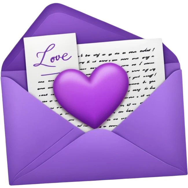 IOS's love letter emoji but with a purple heart instead of a red heart emoji