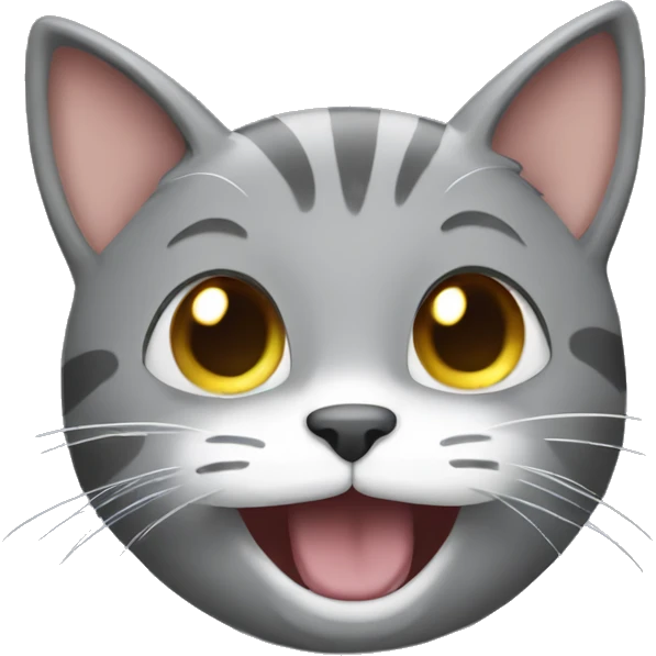 grey cat laughing cute emoji