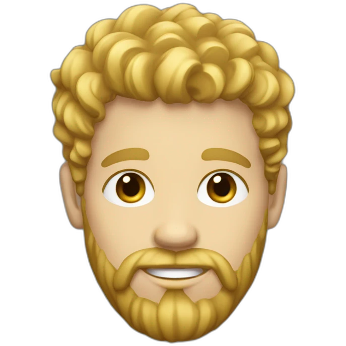 blond guy with taper cut, curly front and dark blonde beard emoji