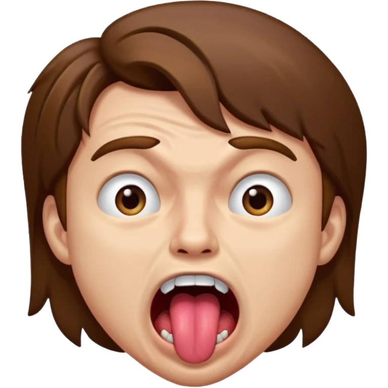 Submissive in pain male brown hair with mouth open and tongue out emoji