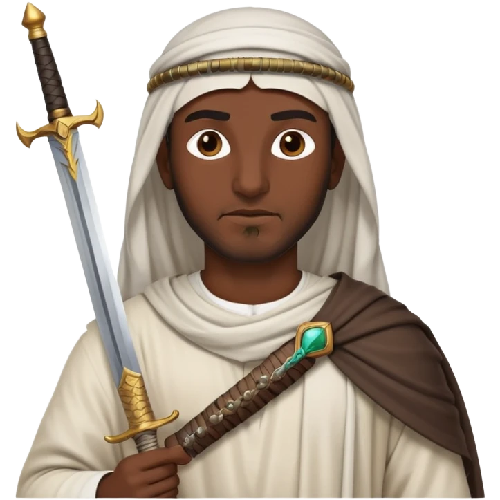 ancient Arab man with a sword on his shoulder emoji