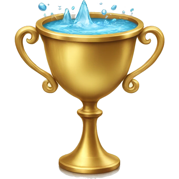 beautiful golden chalice with water overflowing the edges emoji