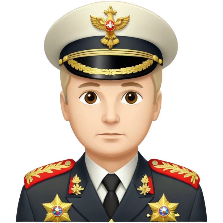 Russian military general in formal uniform with medals, epaulettes, and military hat emoji