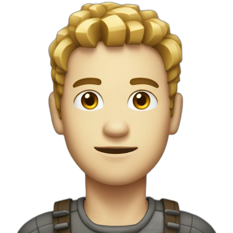 A character in the form of a pixel emoji