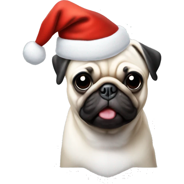 albino pug with santa hat emoji