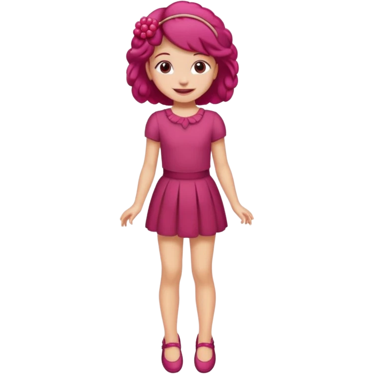 Raspberry torte human girl full body and legs with a raspberry barrette on her hair without a cake emoji