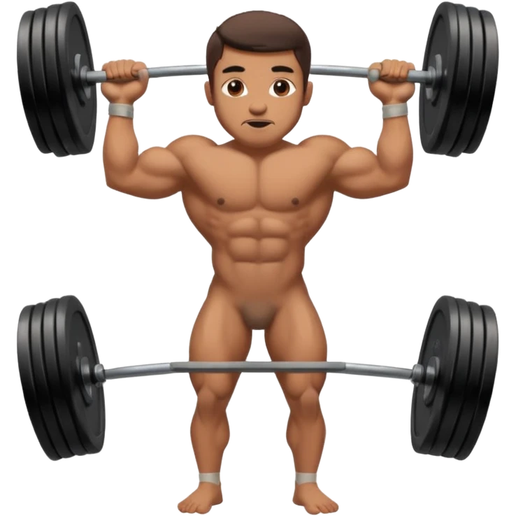 a fully nude man weighlifting emoji