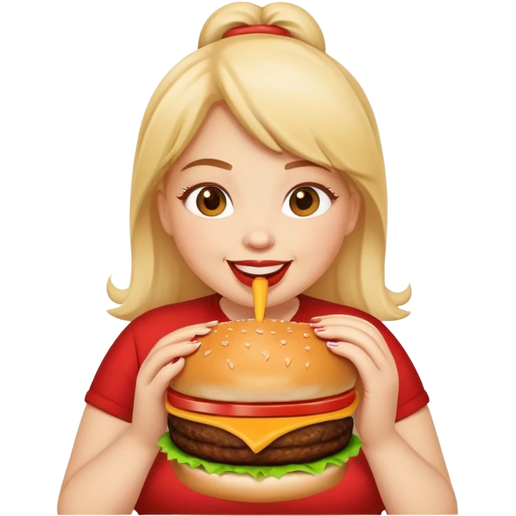 a fat light skin girl eating a burger emoji