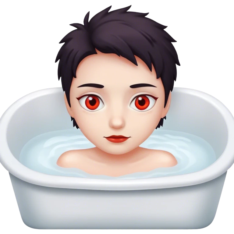 A person with red eyes in a bathtub emoji