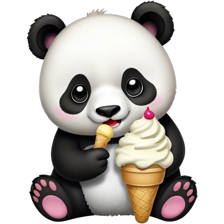 Panda eating ice cream emoji