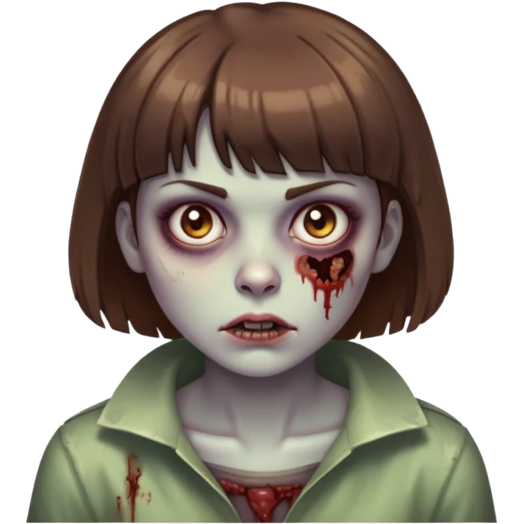 a zombie woman, with short, brown hair and bangs  emoji