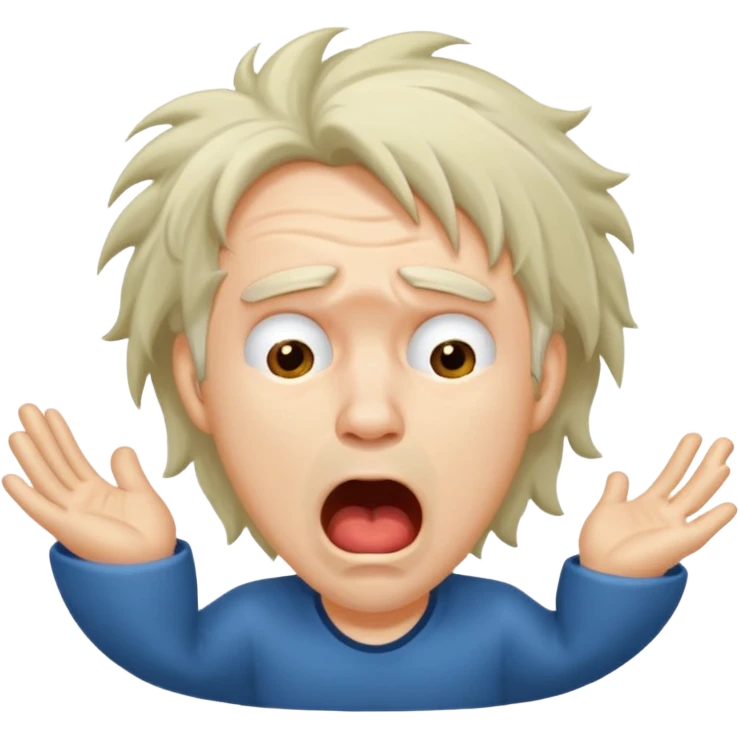 Weak man with disheveled hair yawning emoji