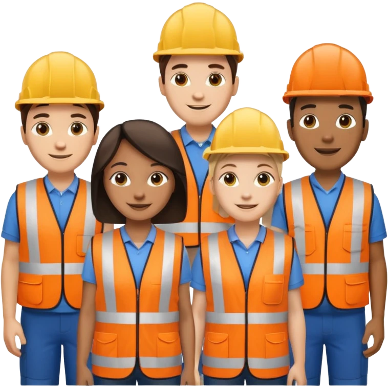 group of multiracial railway engineer standing emoji