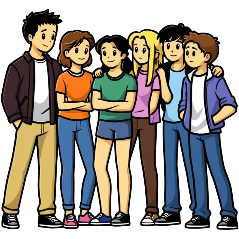 Ross, Rachel, Monica, phoebe, chandler, Joey emoji