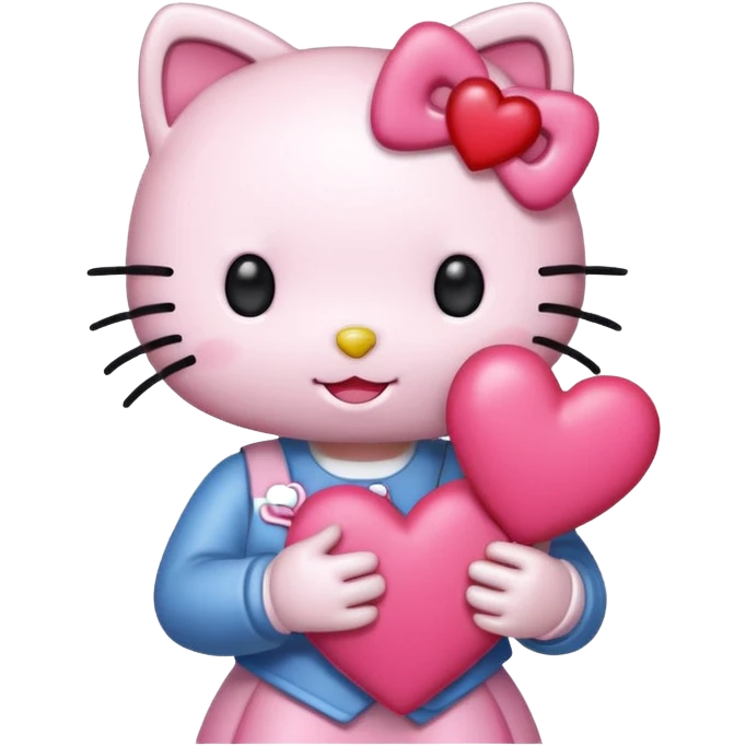 Hello kitty holding a heart emoji