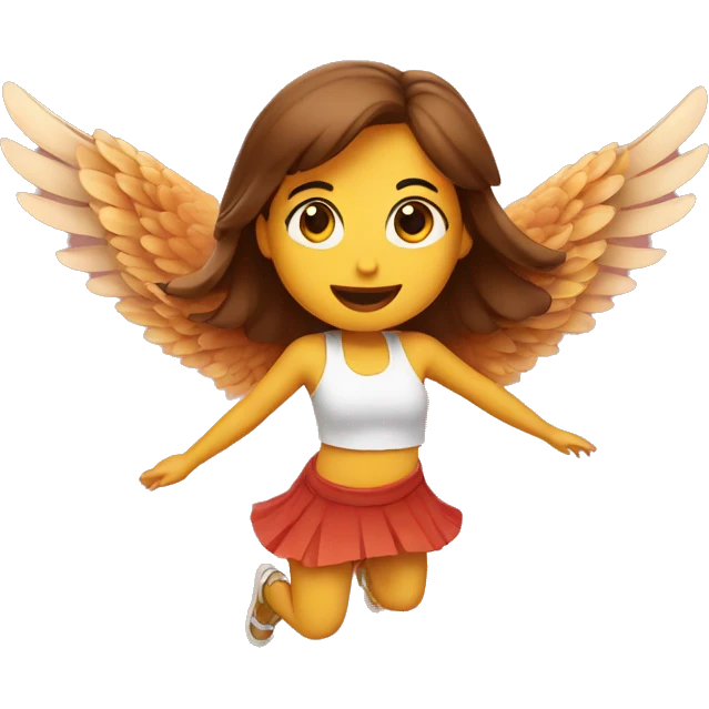 a girl flying with two bbq chicken wings on her back emoji