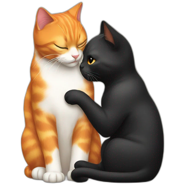 black cat kissing orange cat  emoji