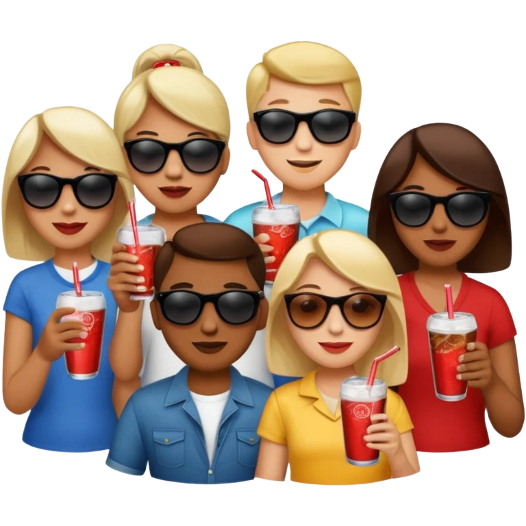 A group of thristy people having soda. emoji