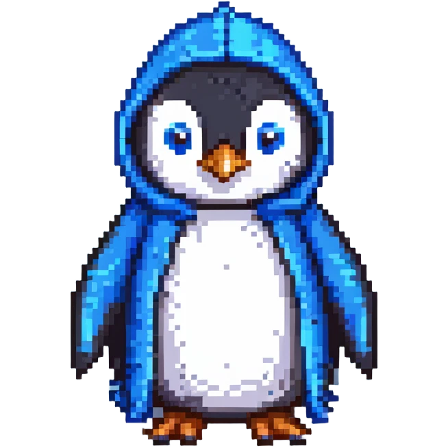 penguin as a wizened magic user with blue robe emoji