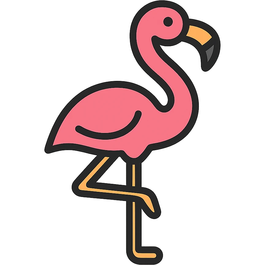 flamingo, simple and recognizable, color icon style emoji