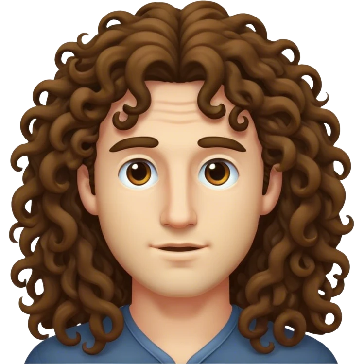 Man with curly hair long emoji