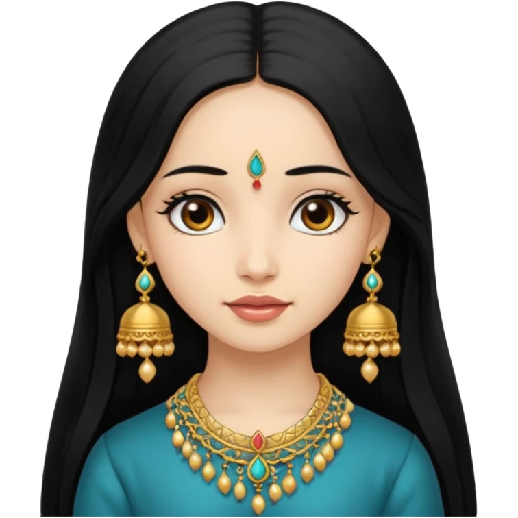 A jhumka girl with hair and face only passport size picture emoji