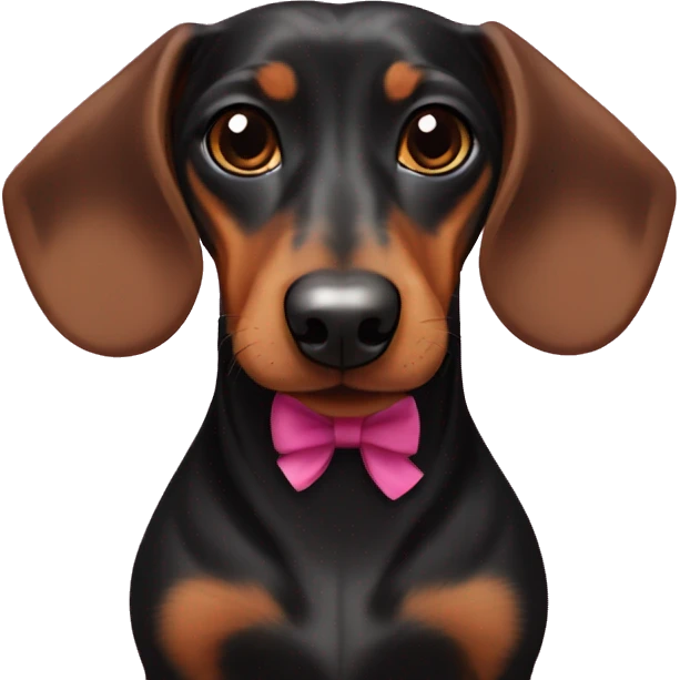 black and brown dachshund with pink bows on ears emoji