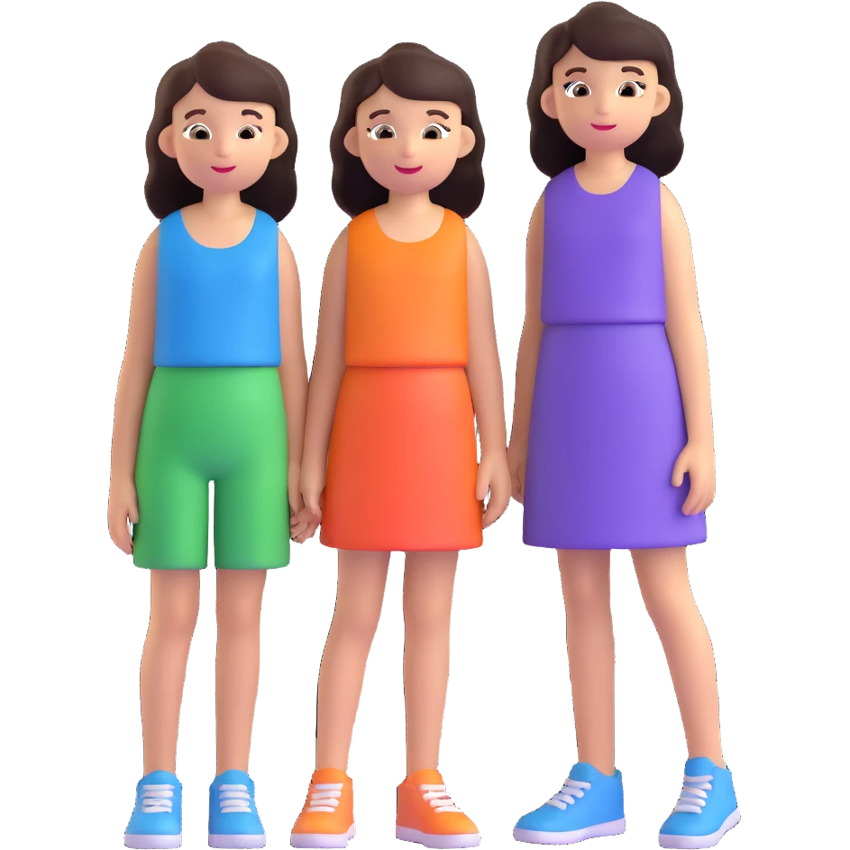 three girls standing in a group emoji
