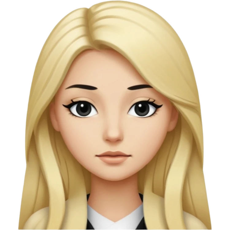 Long blond hair, sharp eyeliner emoji