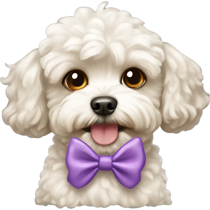 Maltipoo dog with bow emoji