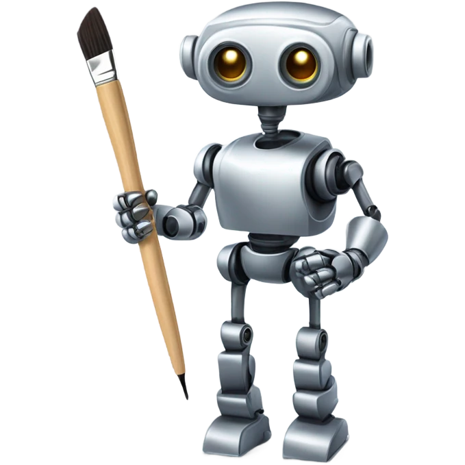 cute robot who paints emoji