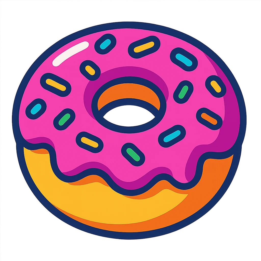 donut in vibrant toon style, bright colors, cartoonish emoji
