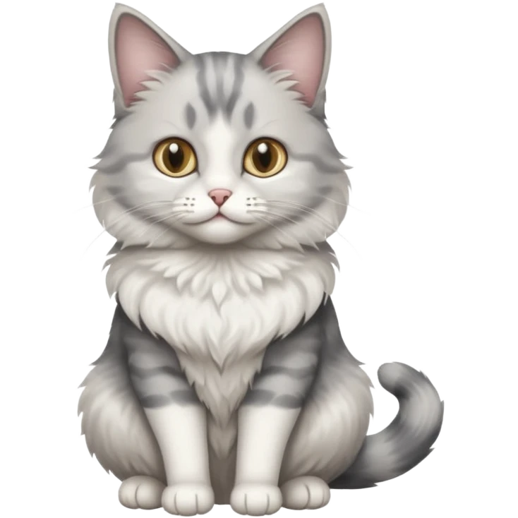 a grey and white cat sitting regally emoji