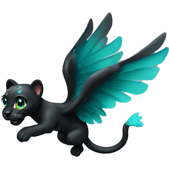 winged black leopard with turquoise eyes flying emoji