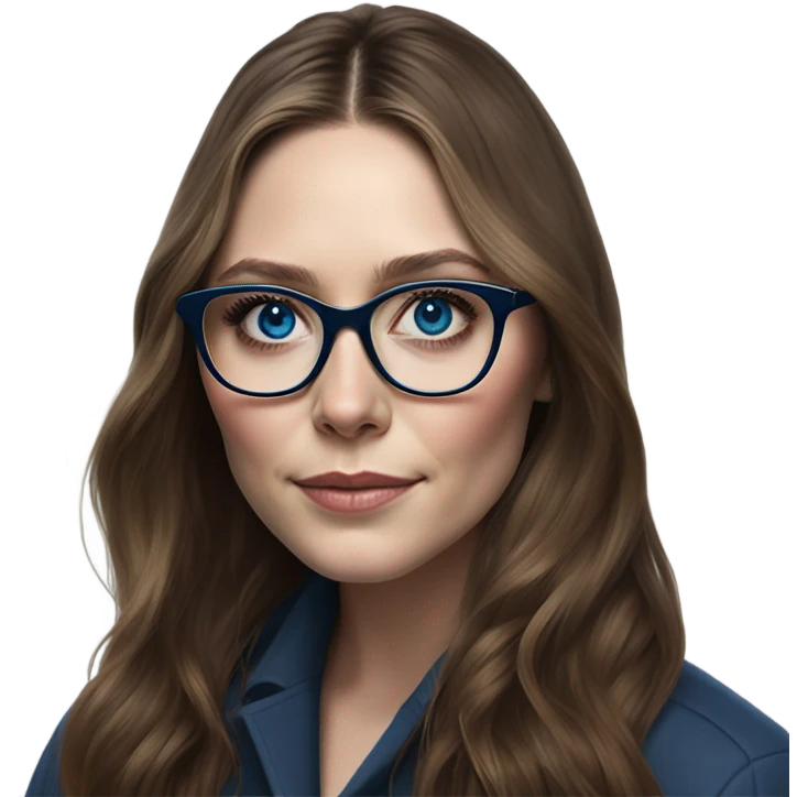 Hyper Realistic Elizabeth Olsen brunette blue eyes wearing glasses  emoji