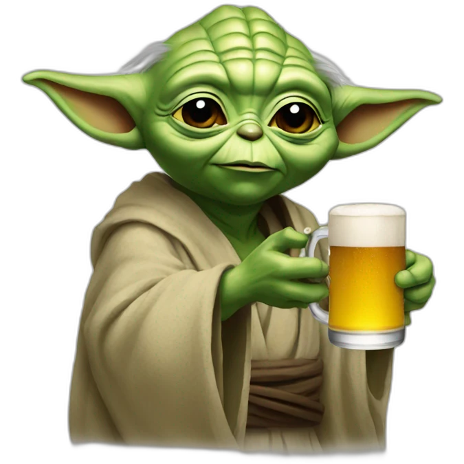 yoda drinking a beer emoji