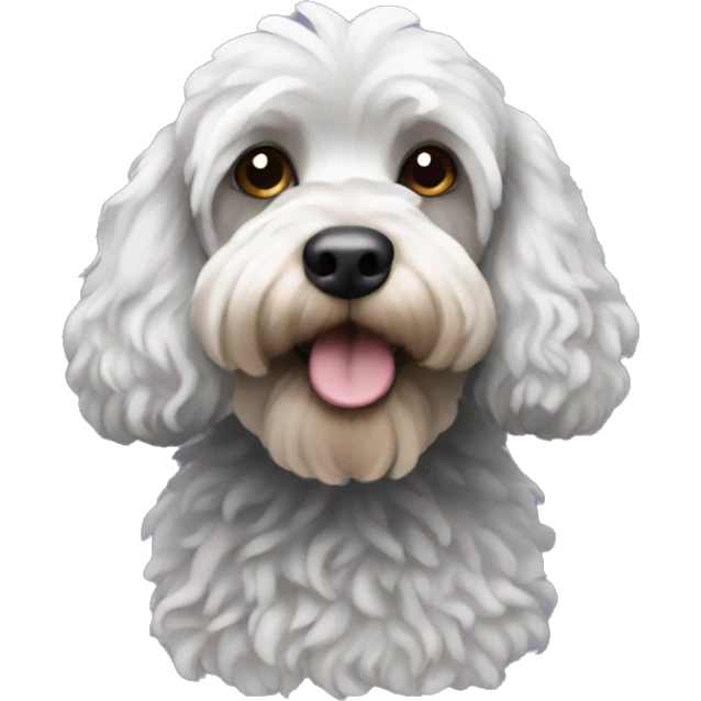 black cockapoo with white beard  emoji