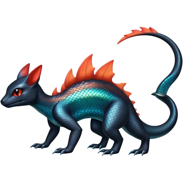 Shiny Exotic Salandit-Umbreon-Charmeleon-Fakémon-hybrid-creature (full body)  emoji