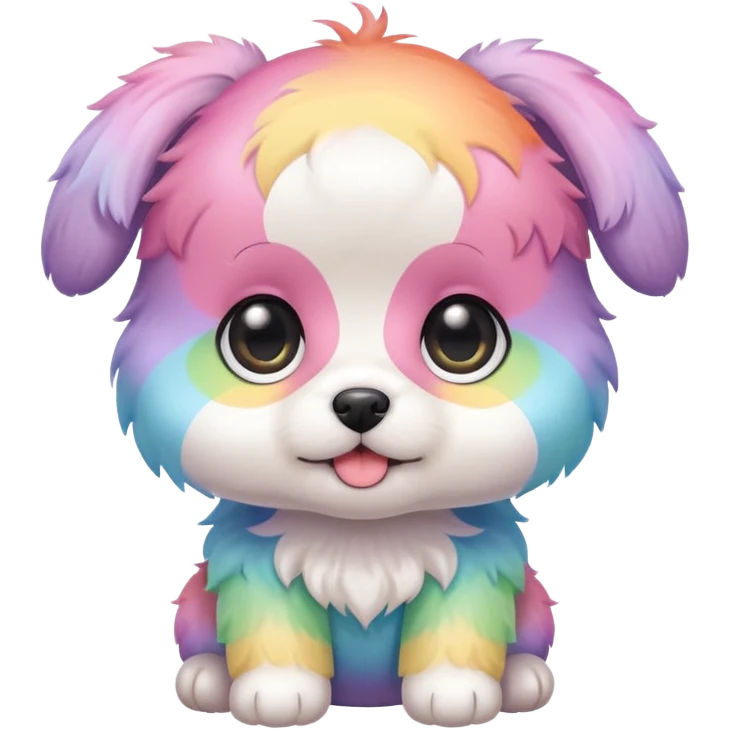 Pastel rainbow chibi cute baby doggy  emoji